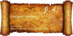 Jerger Andor névjegykártya